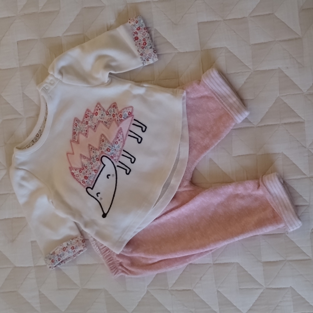 Gap hedgehog top, essential tee, and sweater bottom
